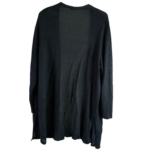 J Jill Women’s Navy Linen Blend Longline Open Cardigan Sweater Size 3X Classic - Picture 2 of 7